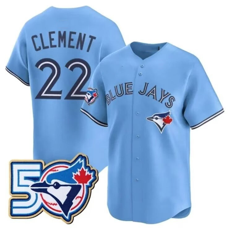 Toronto Blue Jays #22 Ernie Clement Blue JEROMEN 50th Anniversary Alternate Limited Jersey
