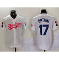 Los Angeles Dodgers #17 Shohei Ohtani White Pink JEROMEN Vin & Kobe Patch Stitched Jersey 2