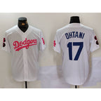 Los Angeles Dodgers #17 Shohei Ohtani White Pink JEROMEN Vin & Kobe Patch Stitched Jersey 2