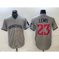 Minnesota Twins #23 Royce Lewis Number 2023 Grey JEROMEN Home Team Cool Base Stitched Jersey 2