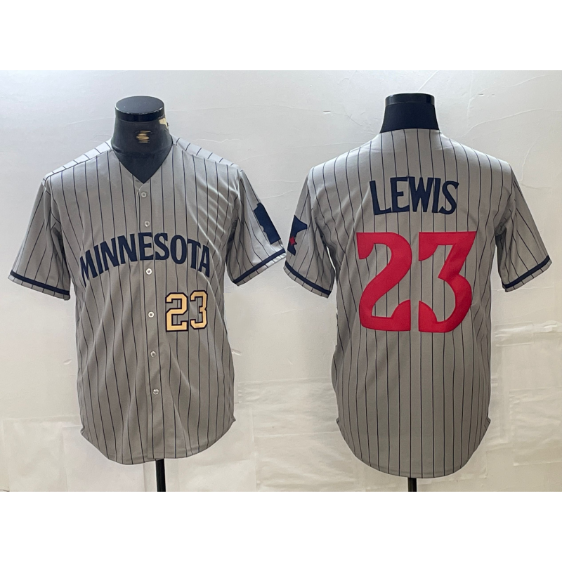 Minnesota Twins #23 Royce Lewis Number 2023 Grey JEROMEN Home Team Cool Base Stitched Jersey 2