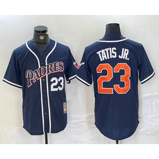 San Diego Padres #23 Fernando Tatis Jr Navy Blue JEROMEN Stitched Cool Base Throwback Jersey