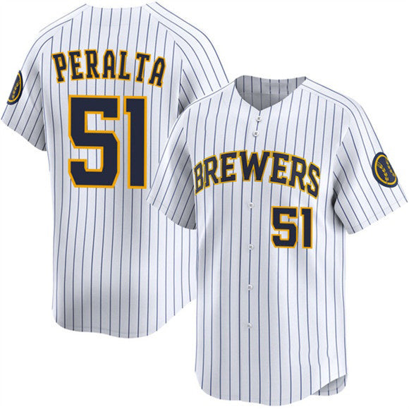 Milwaukee Brewers #51 Freddy Peralta White JEROMEN Alternate Limited Stitched Jersey