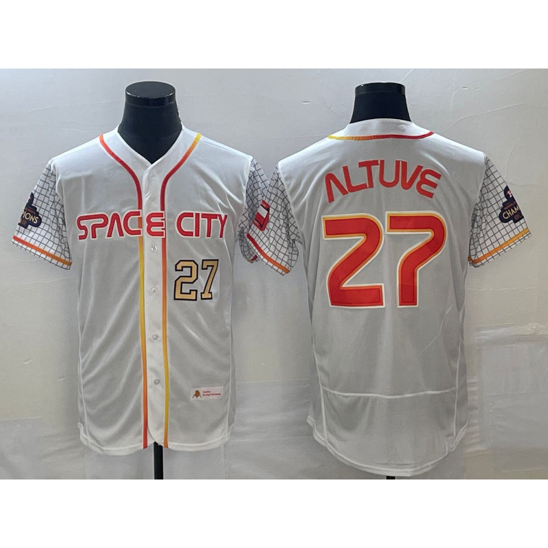 Houston Astros #27 Jose Altuve Number White JEROMEN 2023 City Connect Flex Base Stitched Jersey