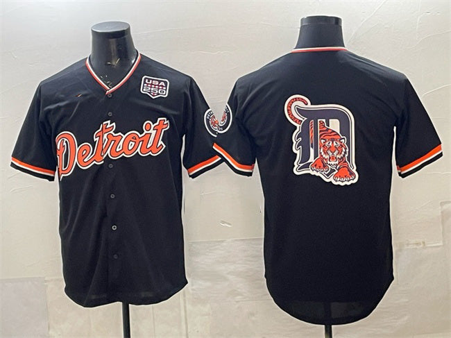 Detroit Tigers Team Big Logo Navy JEROMEN 2026 Alternate USA 250' Patch Vapor Premier Limited Stitched Jersey