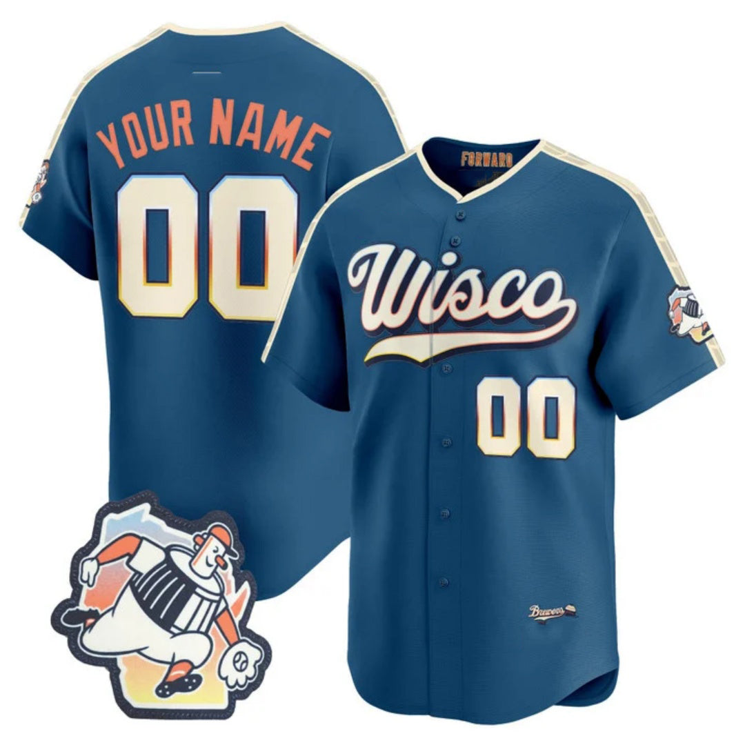 Custom Milwaukee Brewers Mineral Blue JEROMEN 2026 City Connect Stadium Stitched Stitched Jersey