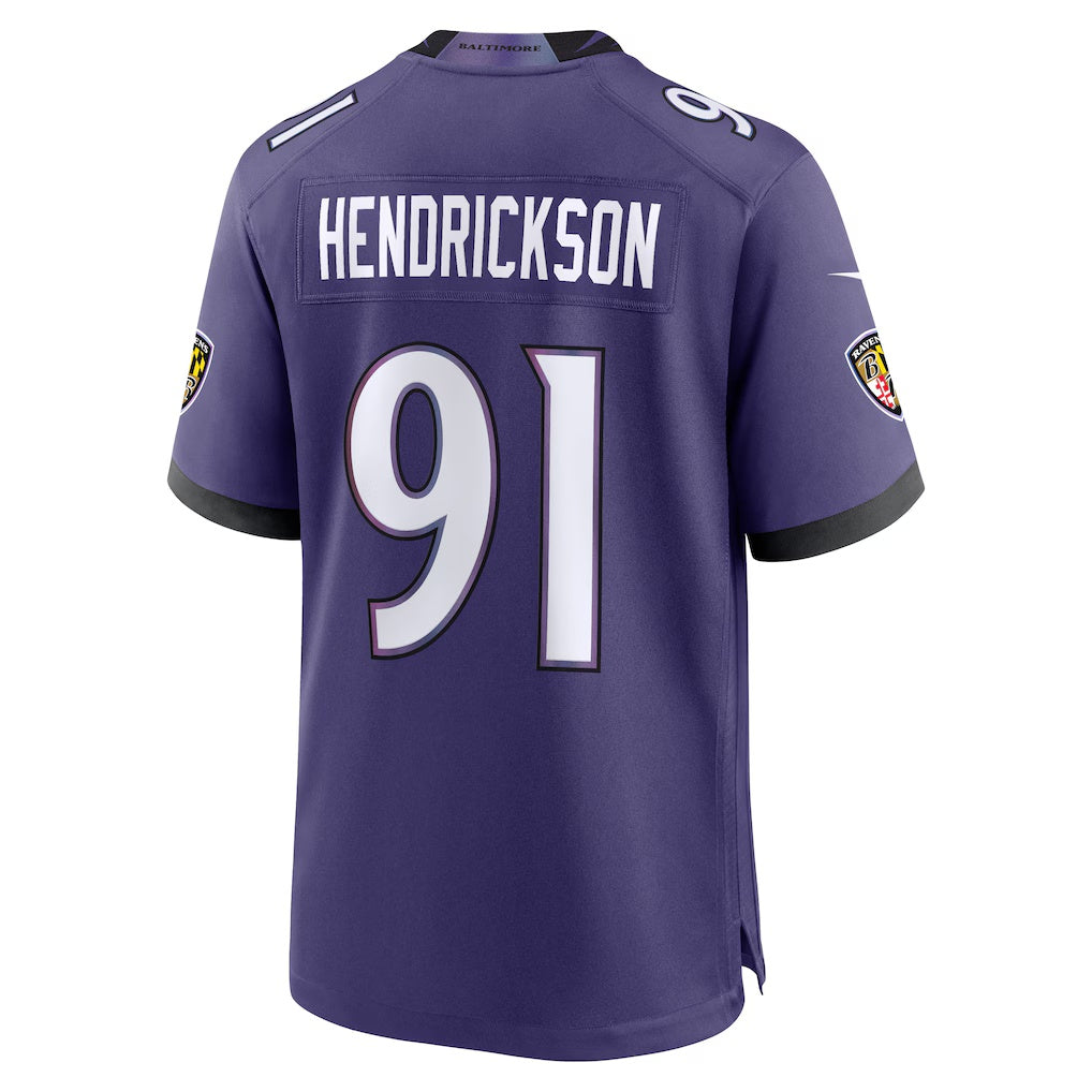 B.Ravens #91 Trey Hendrickson Purple JEROMEN Team Game Jersey