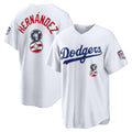 Los Angeles Dodgers #8 Enrique Hernandez White JEROMEN USA 250 Fourth of July Home Stadium Jersey