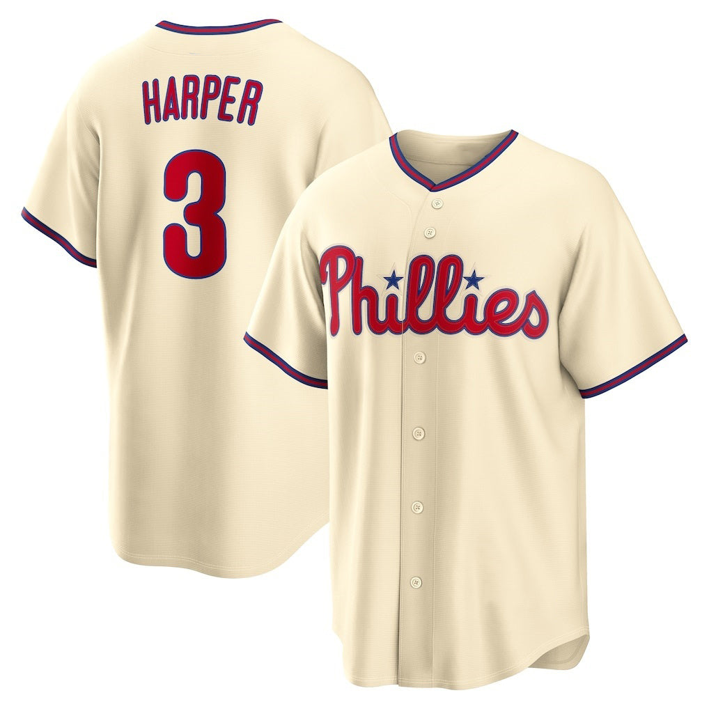 Philadelphia Phillies #3 Bryce Harper Cream JEROMEN Alternate Replica Jersey