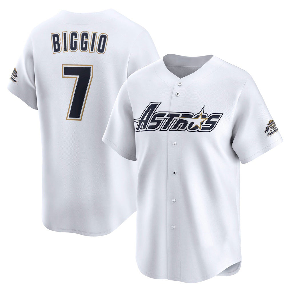 Houston Astros #7 Craig Biggio White JEROMEN Throwback Cooperstown Collection Limited Jersey