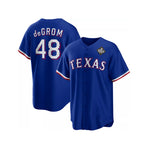Texas Rangers #48 Jacob DeGrom Royal JEROMEN 2023 World Series Cool Base Stitched Jersey