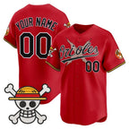 Custom Baltimore Orioles x One Piece Red JEROMEN Vapor Premier Limited Jersey - Stitched
