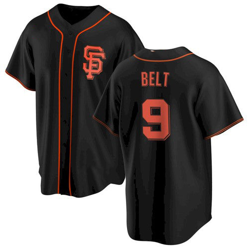 San Francisco Giants #9 Brandon Belt Black JEROMEN Alternate Jersey