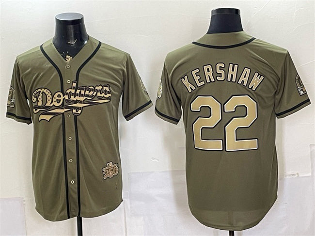 Los Angeles Dodgers #22 Clayton Kershaw Olive JEROMEN 2026 Armed Forces Day Stitched Jersey