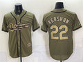 Los Angeles Dodgers #22 Clayton Kershaw Olive JEROMEN 2026 Armed Forces Day Stitched Jersey
