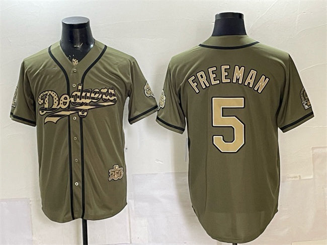 Los Angeles Dodgers #5 Freddie Freeman Olive JEROMEN 2026 Armed Forces Day Stitched Jersey 2
