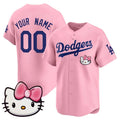 Custom Los Angeles Dodgers ACTIVE PLAYER Pink JEROMEN 2025 Hello Kitty Vapor Premier Limited Stitched Jersey