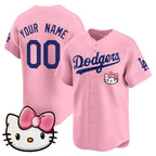 Custom Los Angeles Dodgers ACTIVE PLAYER Pink JEROMEN 2025 Hello Kitty Vapor Premier Limited Stitched Jersey
