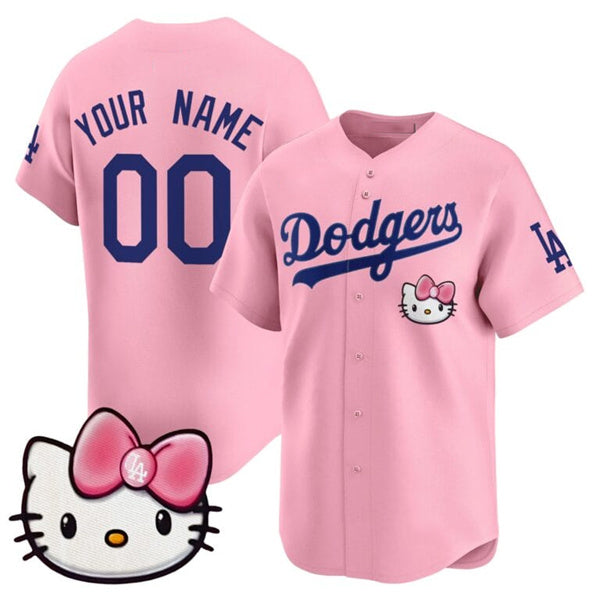 Custom Los Angeles Dodgers ACTIVE PLAYER Pink JEROMEN 2025 Hello Kitty Vapor Premier Limited Stitched Jersey