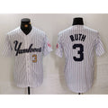 New York Yankees #3 Babe Ruth White JEROMEN Pinstripe Fashion Cool Base Jerseys 2