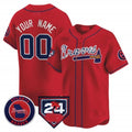 Custom Atlanta Braves 2024 Spring Training Patch Vapor Premier Limited Jersey ¨C Red JEROMEN