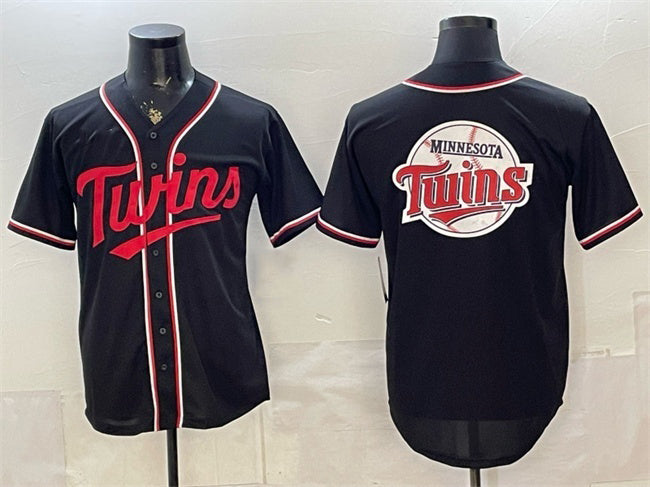 Minnesota Twins Team Big Logo 2026 Fashion Replica Black JEROMEN Out Stitched Jersey