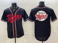 Minnesota Twins Team Big Logo 2026 Fashion Replica Black JEROMEN Out Stitched Jersey