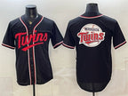 Minnesota Twins Team Big Logo 2026 Fashion Replica Black JEROMEN Out Stitched Jersey