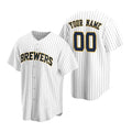 Custom Milwaukee Brewers White JEROMEN Stitched Cool Base Jersey