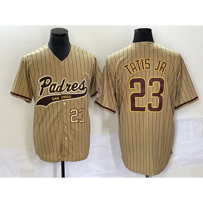 San Diego Padres #23 Fernando Tatis Jr Number Tan JEROMEN NEW 2023 Cool Base Stitched Jersey