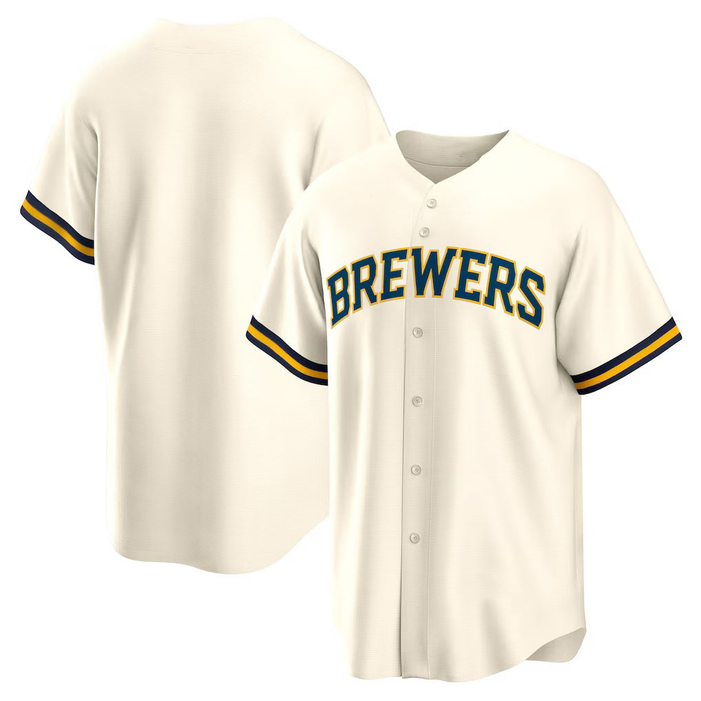 Milwaukee Brewers Cream JEROMEN Home Replica Team Jersey