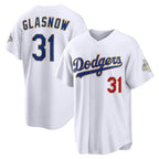 Los Angeles Dodgers #31 Tyler Glasnow White JEROMEN 2026 Gold Collection Stadium Jersey