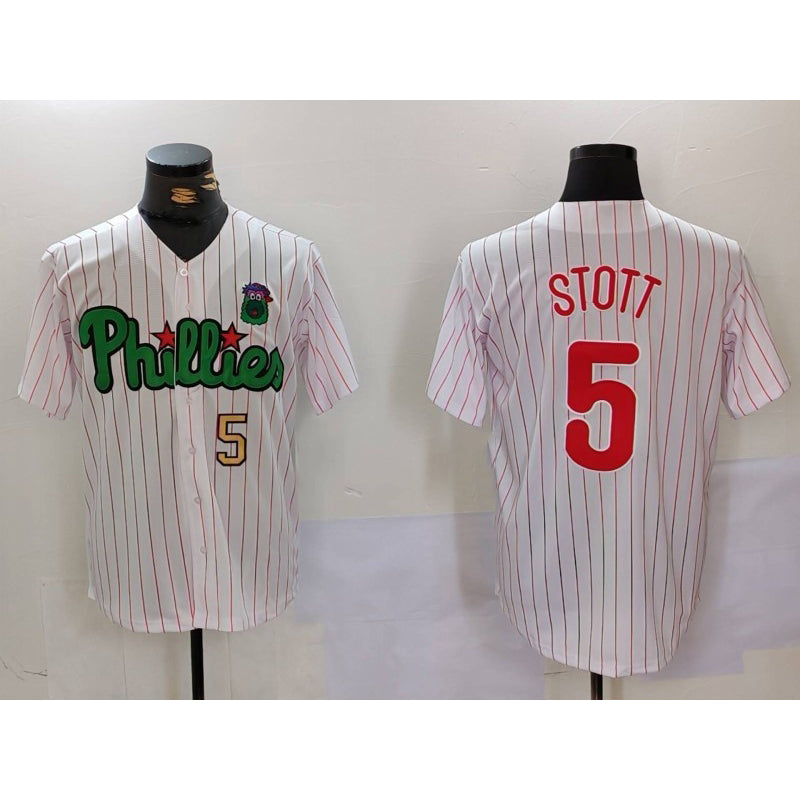 Philadelphia Phillies #5 Bryson Stott White Green JEROMEN Cool Base Stitched Jerseys