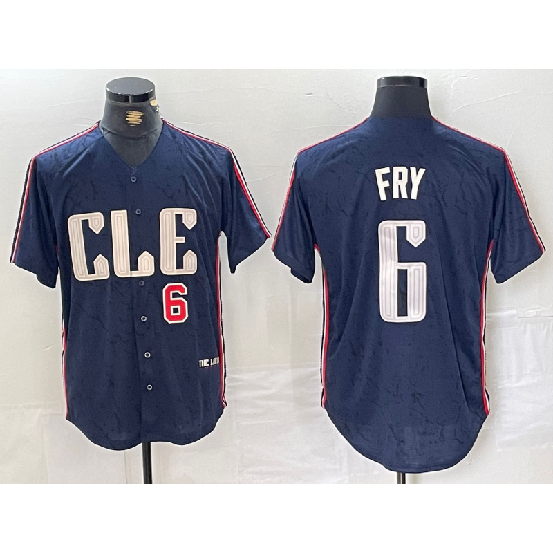 Cleveland Guardians #6 David Fry Number Navy JEROMEN 2024 City Connect Limited Stitched Jersey