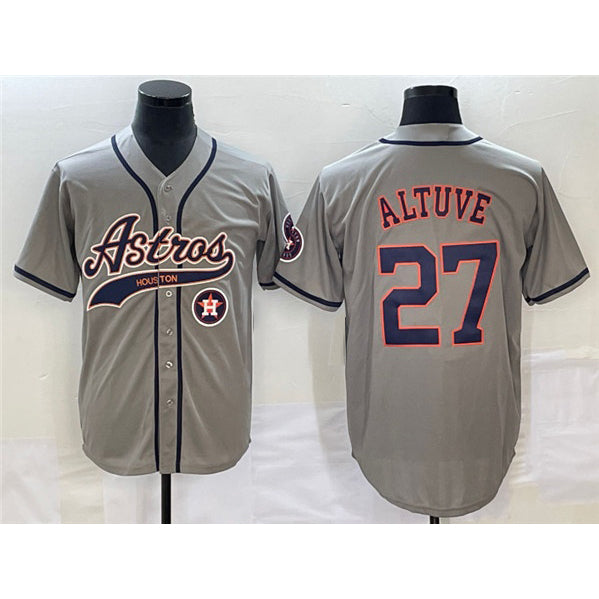 Houston Astros #27 Jose Altuve Gray JEROMEN With Patch Cool Base Stitched Jersey