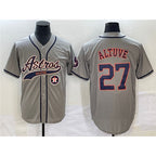 Houston Astros #27 Jose Altuve Gray JEROMEN With Patch Cool Base Stitched Jersey