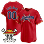 Custom Cleveland Indians x One Piece Red JEROMEN Vapor Premier Limited Jersey - Stitched
