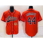 Houston Astros #44 Yordan Alvarez Number Orange JEROMEN With Patch Cool Base Stitched Jersey