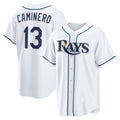 Tampa Bay Rays #13 Junior Caminero White JEROMEN Home Replica Jersey