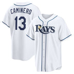 Tampa Bay Rays #13 Junior Caminero White JEROMEN Home Replica Jersey