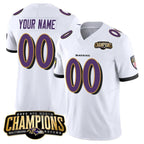 Custom B.Ravens Active Player White JEROMEN 2023 F.U.S.E. AFC North Champions Vapor Limited Stitched Jersey