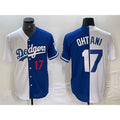 Los Angeles Dodgers #17 Shohei Ohtani Number White Blue JEROMEN Two Tone Stitched Jersey 2