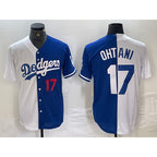 Los Angeles Dodgers #17 Shohei Ohtani Number White Blue JEROMEN Two Tone Stitched Jersey 2