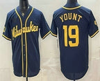 Milwaukee Brewers #19 Robin Yount Navy Blue JEROMEN Stitched Cool Base Jersey