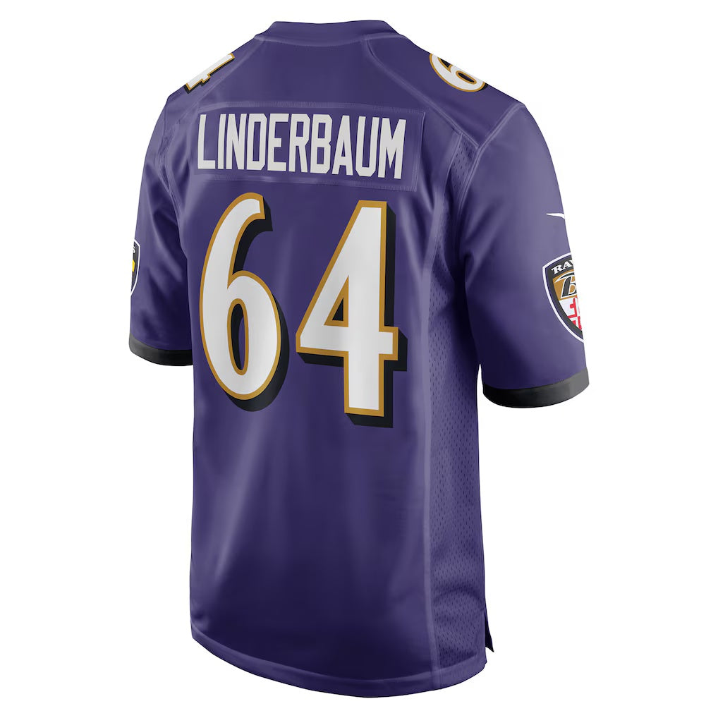 B.Ravens #64 Tyler Linderbaum Purple JEROMEN Player Game Jersey