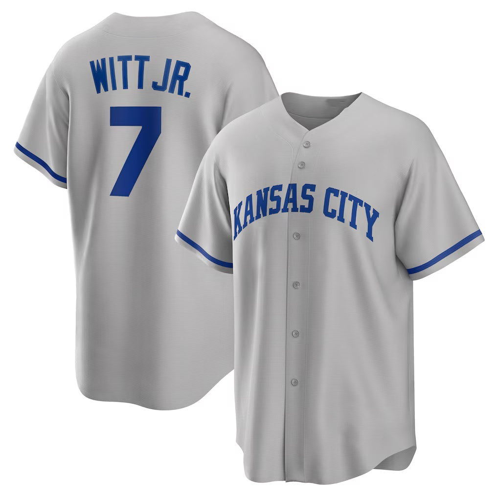 Kansas City Royals #7 Bobby Witt Jr. Gray JEROMEN Road Replica Jersey