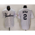 New York Yankees #2 Derek Jeter White JEROMEN Pinstripe Fashion Cool Base Jersey 3