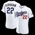 Los Angeles Dodgers #22 Clayton Kershaw White JEROMEN 2026 Gold Collection Authentic Jersey