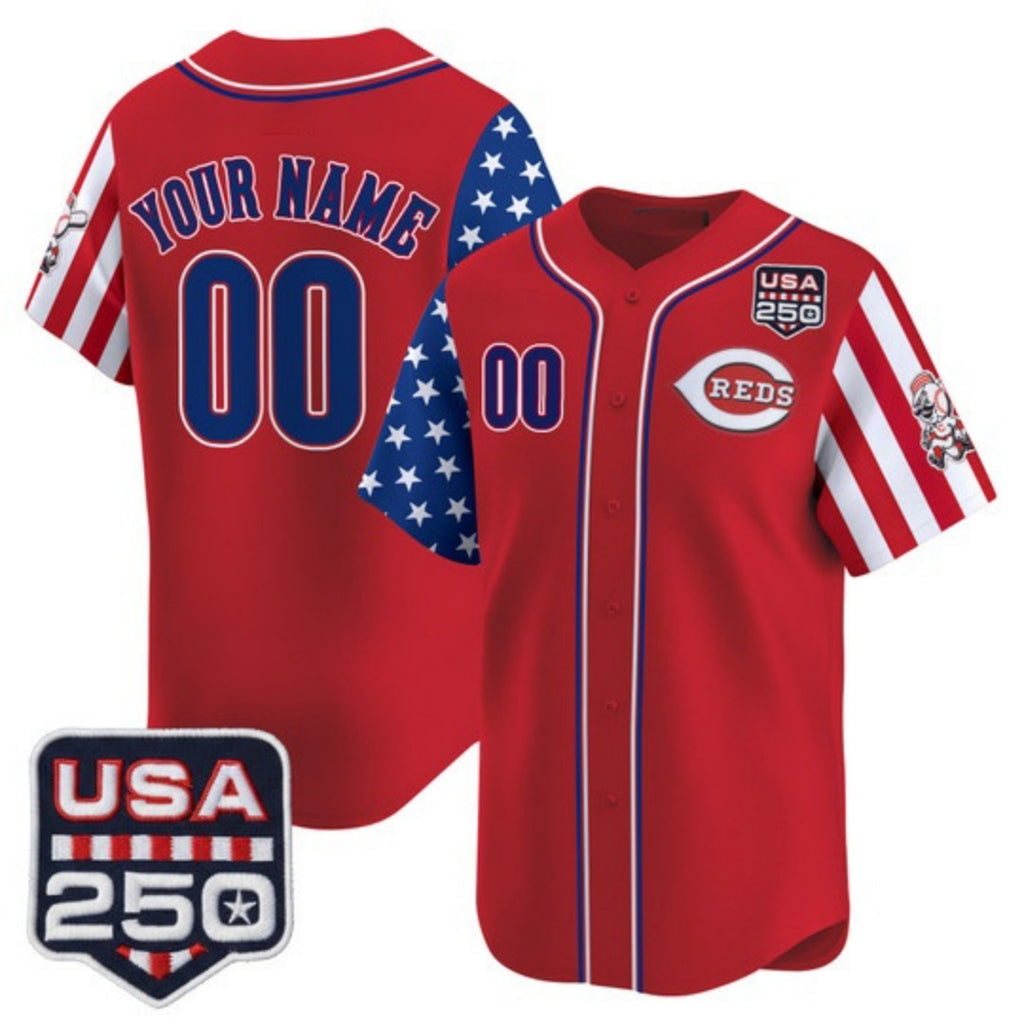 Custom Cincinnati Reds America 250 Edition Vapor Premier Limited Red JEROMEN Stitched Jerseys