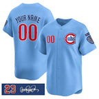 Custom Chicago Cubs Active Player Blue JEROMEN 'Ryne Sandberg Tribute' Vapor Limited V3 Stitched Jersey